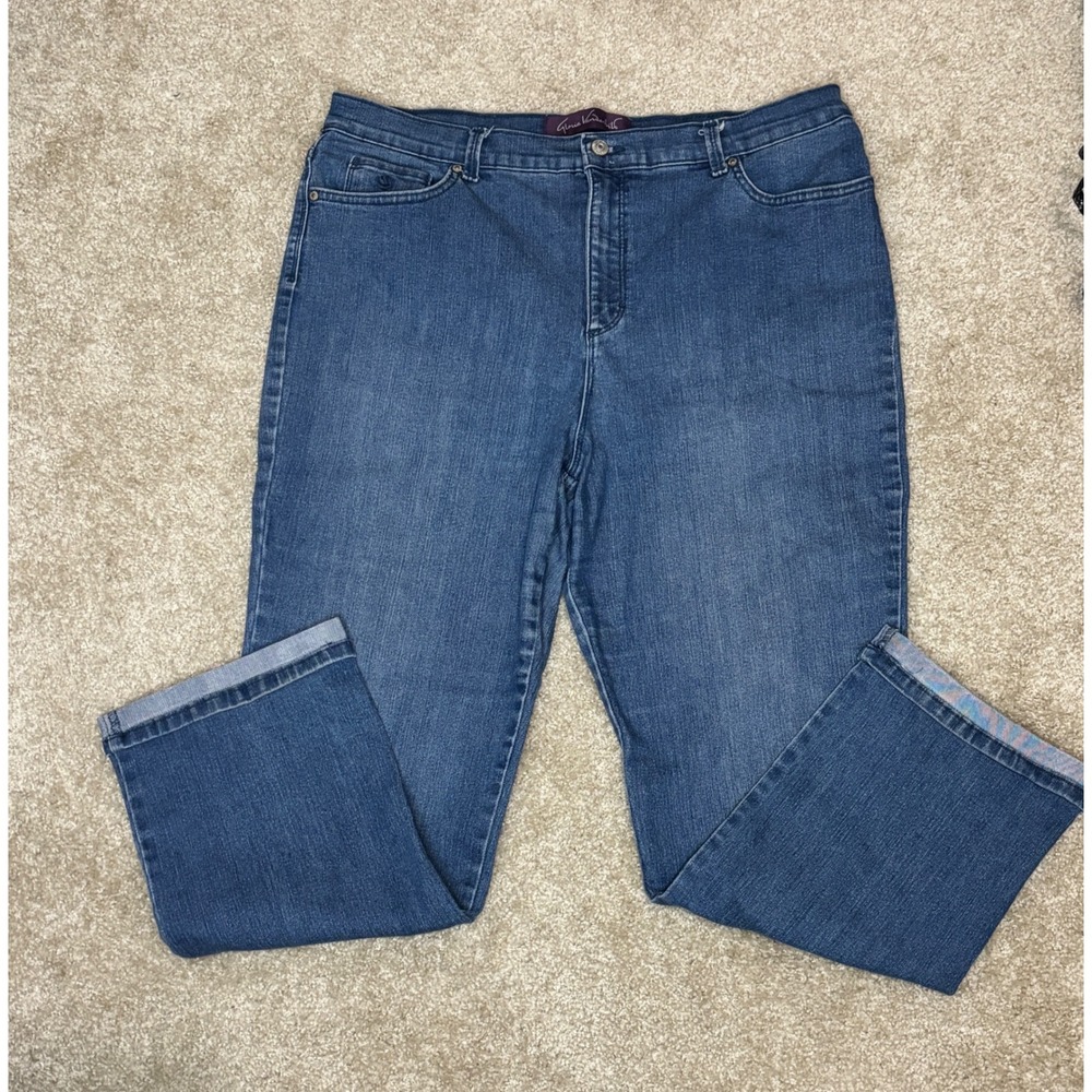Gloria Vanderbilt Amanda Jeans Womens 16 Blue Medium Wash High Rise Straight Leg